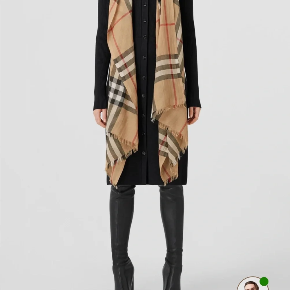 Burberry Check Lightweight Wool Silk Scarf